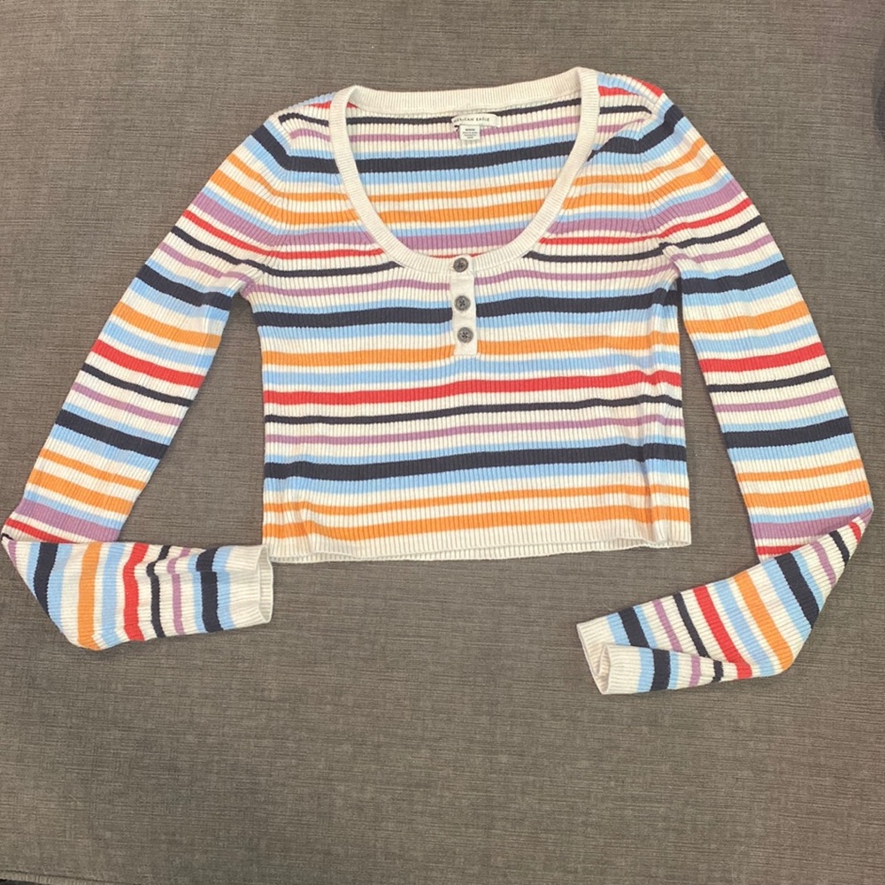 American Eagle knit crop top, is fitted but very comfortable!